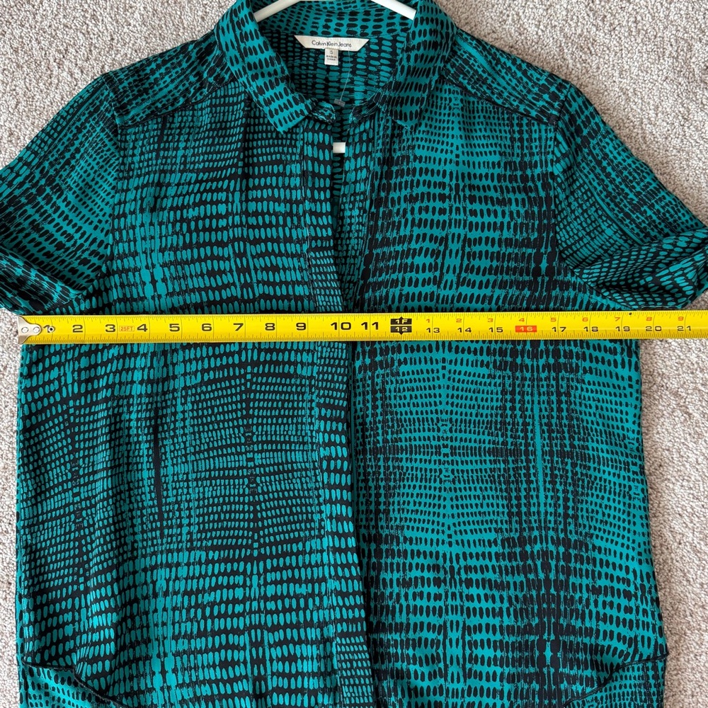 Calvin Klein Teal & Black Long Sleeve Button Down Shirt, Sz S - Picture 11 of 11